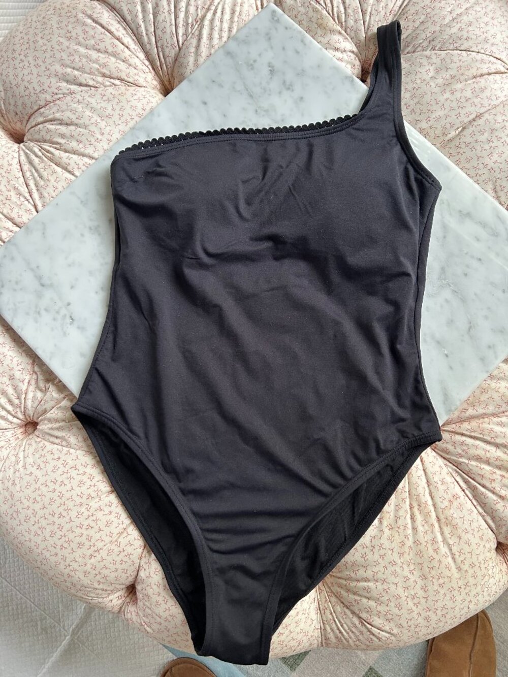 Ondademar One-Piece Swimsuit Black with Ric Rac Trim Size M